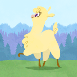 Size: 500x500 | Tagged: safe, artist:omegaozone, paprika paca, alpaca, them's fightin' herds, animated, chest fluff, community related, eyelashes, female, loop, open mouth, raised hoof, smiling, solo, walk cycle, walking