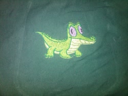 Size: 1024x768 | Tagged: safe, artist:ethepony, derpibooru import, gummy, alligator, embroidery, male, pet