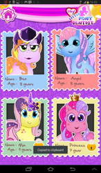 Size: 527x900 | Tagged: safe, derpibooru import, oc, oc only, oc:angel, oc:ben, oc:mia, oc:princess, abomination, colt, filly, male, my little pony dentist, nightmare fuel, uncanny valley, wat, wtf