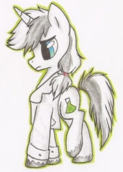 Size: 637x891 | Tagged: safe, artist:norithecat, derpibooru import, oc, oc only, oc:litmus paper, pegasus, pony, clothes, lab coat, male, solo, stallion, unshorn fetlocks