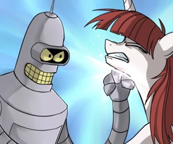 Size: 600x500 | Tagged: safe, artist:uc77, derpibooru import, oc, oc:fausticorn, bender bending rodriguez, crossover, faustabuse, futurama, punch, violence, why