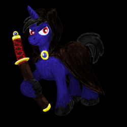 Size: 500x500 | Tagged: safe, artist:ridleywolf, derpibooru import, oc, oc only, pony, unicorn, ms paint, solo, sword