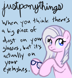 Size: 700x761 | Tagged: safe, artist:arrkhal, derpibooru import, oc, oc only, oc:heartcall, glasses, justgirlythings, justlittlethings, justponythings, parody, solo, tumblr