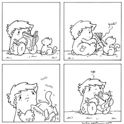 Size: 500x500 | Tagged: safe, artist:katiecandraw, derpibooru import, cat, barely pony related, gronk, monochrome