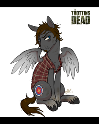 Size: 693x871 | Tagged: safe, artist:pandadox, derpibooru import, crossover, daryl dixon, norman reedus, ponified, solo, the walking dead