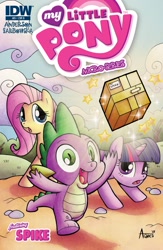 Size: 1040x1600 | Tagged: safe, artist:agnesgarbowska, derpibooru import, idw, spike, dragon, box, cover, crate