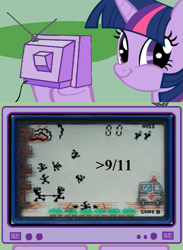 Size: 563x771 | Tagged: safe, derpibooru import, exploitable meme, forced meme, game & watch, game and watch, meme, nintendo, obligatory pony, tv meme, twiface