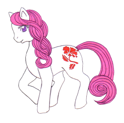 Size: 562x560 | Tagged: safe, artist:shadowgirlfan, derpibooru import, g1, august poppy, birthflower, colored pupils, raised hoof, simple background, smiling, solo, transparent background, watermark