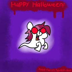 Size: 512x512 | Tagged: safe, artist:roseylacks, derpibooru import, roseluck, ghost, ghost pony, halloween, text