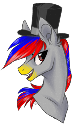 Size: 668x1125 | Tagged: safe, artist:haventide, derpibooru import, oc, oc only, pony, bust, hat, male, retro pixel, solo, stallion, top hat