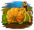 Size: 1600x1394 | Tagged: safe, artist:haventide, derpibooru import, oc, oc only, earth pony, pony, beard, clothes, dean mulligan, freckles, garden, male, pumpkin, scarf, sideburns, solo, stallion, unshorn fetlocks