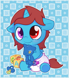 Size: 897x1016 | Tagged: safe, artist:cuddlehooves, derpibooru import, oc, oc only, pony, baby, baby pony, diaper, poofy diaper, solo