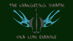 Size: 1191x670 | Tagged: safe, artist:pilotsolaris, derpibooru import, changeling, changeling swarm (logo), flag, latin, logo