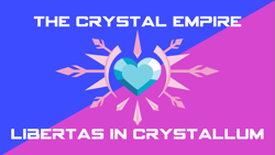 Size: 1191x670 | Tagged: safe, artist:pilotsolaris, derpibooru import, crystal empire, crystal heart, flag, latin, logo