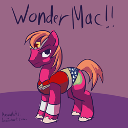 Size: 2550x2550 | Tagged: safe, artist:megaherts, derpibooru import, big macintosh, earth pony, pony, clothes, costume, crossdressing, crossover, male, solo, stallion, wonder woman, wonderous man