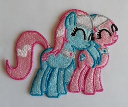 Size: 685x573 | Tagged: safe, artist:ethepony, derpibooru import, aloe, lotus blossom, pony, embroidery, patch, spa twins