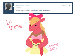 Size: 703x516 | Tagged: safe, derpibooru import, apple bloom, big macintosh, earth pony, pony, ask, ask big macintosh, askmacintosh, bow, male, manly as fuck, stallion, tumblr