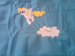 Size: 1024x768 | Tagged: safe, artist:ethepony, derpibooru import, surprise, g1, cloud, embroidery, g1 to g4, generation leap, solo