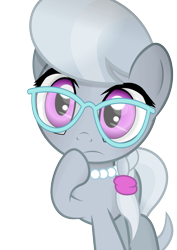 Size: 1087x1536 | Tagged: safe, artist:coltsteelstallion, silver spoon, earth pony, pony, female, filly, glasses, pearl necklace, simple background, solo, solo female, transparent background