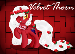 Size: 1986x1446 | Tagged: safe, artist:syico, derpibooru import, oc, oc only, oc:velvet thorn, pony, unicorn, floral head wreath, solo