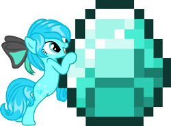 Size: 931x684 | Tagged: safe, artist:laser-pancakes, derpibooru import, oc, oc only, earth pony, pony, bow, diamond, minecraft, recolor, solo