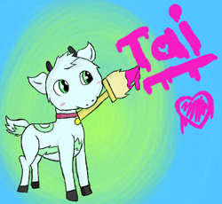 Size: 474x436 | Tagged: safe, artist:trickster-maplehoof, derpibooru import, oc, oc only, goat, blushing, non-pony oc, solo