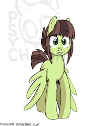 Size: 407x588 | Tagged: safe, artist:psychoon, derpibooru import, oc, oc only, oc:soulbreath, pegasus, pony, bucktooth, female, looking at you, mare, solo