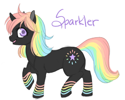 Size: 967x779 | Tagged: safe, artist:toastiepony, derpibooru import, oc, oc only, oc:sparkler, pony, unicorn, female, mare, rainbow hair, solo