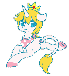 Size: 900x1001 | Tagged: safe, artist:strawberrysplatters, derpibooru import, oc, oc only, classical unicorn, crown, leonine tail, prince apricot, solo