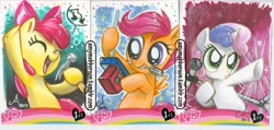 Size: 1048x500 | Tagged: safe, artist:amy mebberson, derpibooru import, apple bloom, scootaloo, sweetie belle, artist card, cutie mark crusaders, traditional art