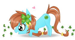 Size: 1217x653 | Tagged: safe, artist:neko951, derpibooru import, oc, oc only, earth pony, pony, clover, female, four leaf clover, mare, simple background, solo, transparent background