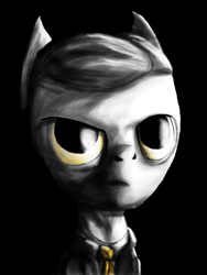 Size: 1024x1365 | Tagged: safe, artist:aaronmk, derpibooru import, black and white, monochrome, neo noir, partial color, solo