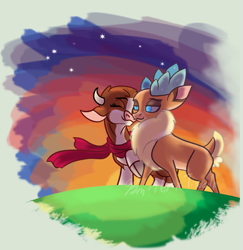 Size: 875x900 | Tagged: safe, artist:alorix, arizona cow, velvet reindeer, cow, deer, reindeer, them's fightin' herds, community related, female, lesbian, shipping, velvezona, velvezona daily