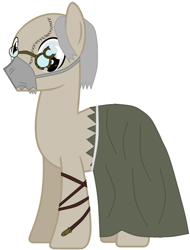 Size: 779x1026 | Tagged: safe, artist:caly-boy, derpibooru import, dr. trager, glasses, mask, outlast, ponified, solo