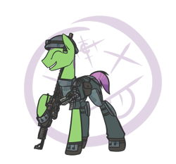 Size: 1159x1080 | Tagged: safe, artist:inlucidreverie, derpibooru import, oc, oc only, earth pony, pony, fallout equestria, clothes, gun, helmet, rifle, simple background, solo, transparent background, weapon