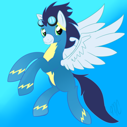 Size: 1024x1024 | Tagged: safe, artist:lupie1324, derpibooru import, soarin', pegasus, pony, blue coat, blue mane, male, solo, stallion, wings