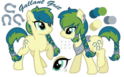 Size: 1753x1097 | Tagged: safe, artist:ivyhaze, derpibooru import, oc, oc only, oc:gallant grit, earth pony, pony, braid, clothes, earring, female, freckles, mare, scarf