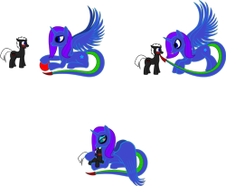 Size: 3636x2997 | Tagged: safe, artist:raven-kipper, derpibooru import, oc, oc only, alicorn, pony, unicorn, alicorn oc, ball, broken horn, commission, cuddling, snuggling, wat