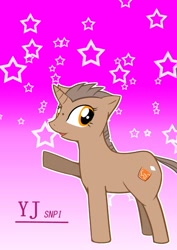 Size: 424x600 | Tagged: artist needed, safe, derpibooru import, pony, unicorn, drink, drugs, ponified, smiling, solo, stars