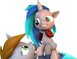 Size: 1406x1075 | Tagged: safe, artist:drdicksamazingstick, derpibooru import, oc, oc only, oc:homage, oc:littlepip, pony, unicorn, fallout equestria, 3d, clothes, cutie mark, fanfic, fanfic art, female, grin, hooves, horn, lesbian, lying down, mare, oc x oc, pipmage, shipping, simple background, smiling, source filmmaker, transparent background, vault suit