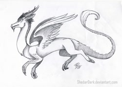 Size: 700x500 | Tagged: safe, artist:shedardark, derpibooru import, discord, draconequus, monochrome, solo, traditional art