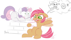 Size: 1024x572 | Tagged: safe, artist:crade, derpibooru import, babs seed, sweetie belle, 3ds, nintendo