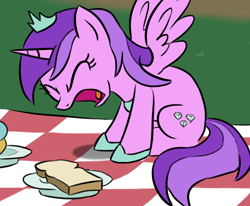 Size: 640x528 | Tagged: safe, artist:jargon scott, amethyst star, sparkler, alicorn, pony, amecorn, bread, race swap, solo