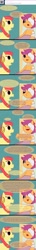 Size: 626x4342 | Tagged: safe, derpibooru import, apple bloom, scootaloo, ask-twilightvi, mass effect, virtual intelligence