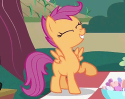 Size: 484x384 | Tagged: safe, derpibooru import, screencap, scootaloo, hearts and hooves day (episode), animated, cropped, cute, cutealoo, dancing, eyes closed, hearts and hooves day, loop, solo, spread wings