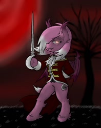 Size: 750x950 | Tagged: safe, artist:ichibangravity, derpibooru import, oc, oc only, bat pony, pony, bipedal, clothes, solo, sword