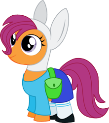 Size: 772x872 | Tagged: safe, artist:itoruna-the-platypus, derpibooru import, scootaloo, adventure time, cosplay, fionna, fionna the human, simple background, solo, transparent background, vector