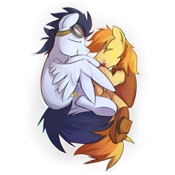 Size: 2000x2000 | Tagged: safe, artist:glacierponi, derpibooru import, braeburn, soarin', earth pony, pegasus, pony, cuddling, gay, male, shipping, sleeping, snuggling, soarburn, underhoof