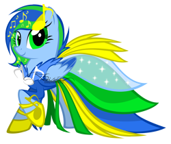 Size: 1924x1618 | Tagged: safe, artist:auveiss, derpibooru import, oc, oc only, oc:paint beat, pegasus, pony, clothes, dress, female, gala dress, mare, music notes, simple background, solo, transparent background, vector
