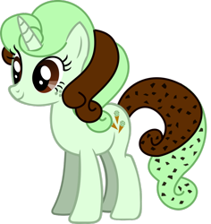 Size: 900x954 | Tagged: safe, artist:strawbellycake, derpibooru import, oc, oc only, pony, unicorn, female, ice cream, mare, mint ice cream, recolor, simple background, solo, transparent background, vector